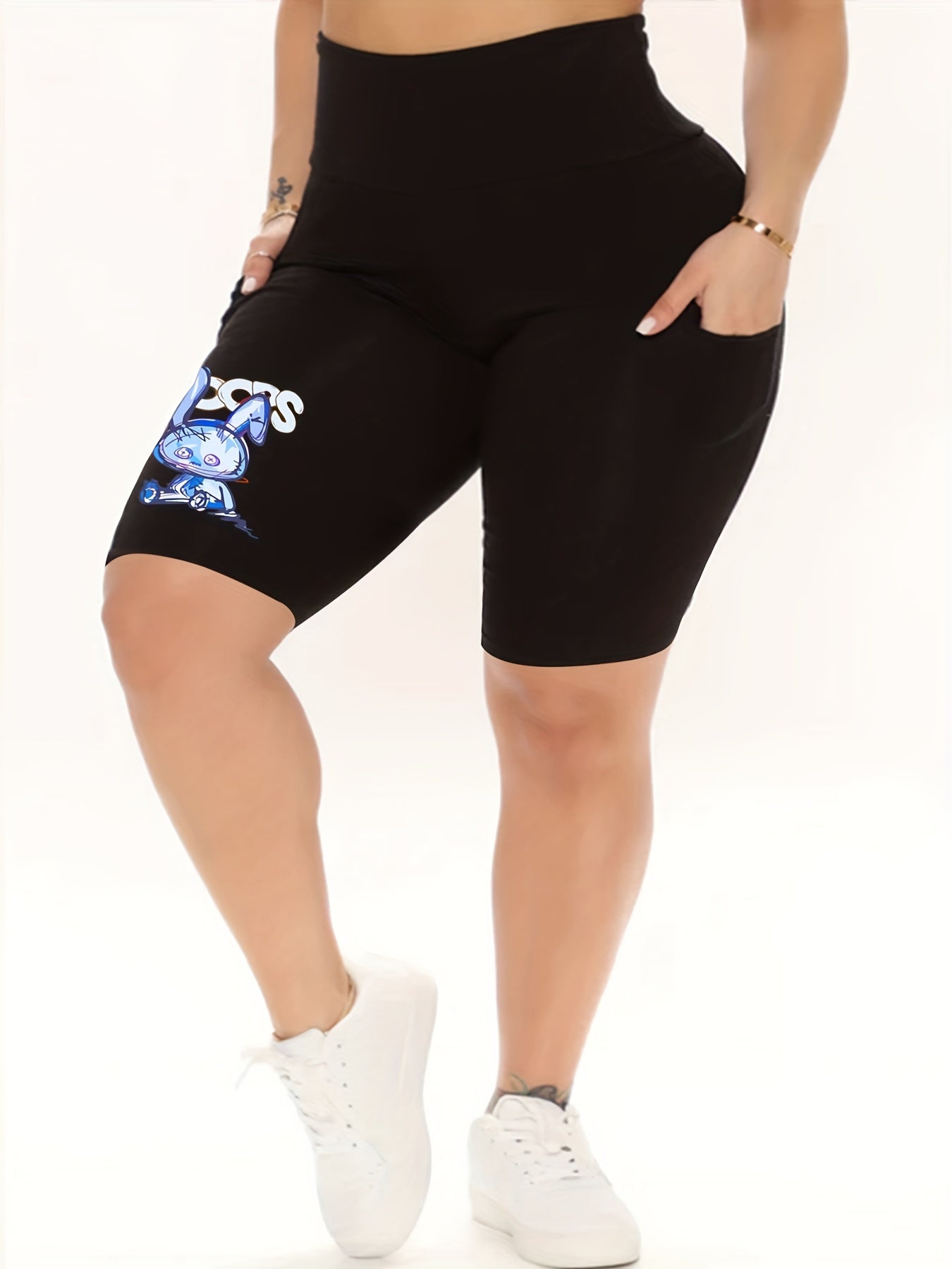 Casual Shorts Women's Bear Print High Rise