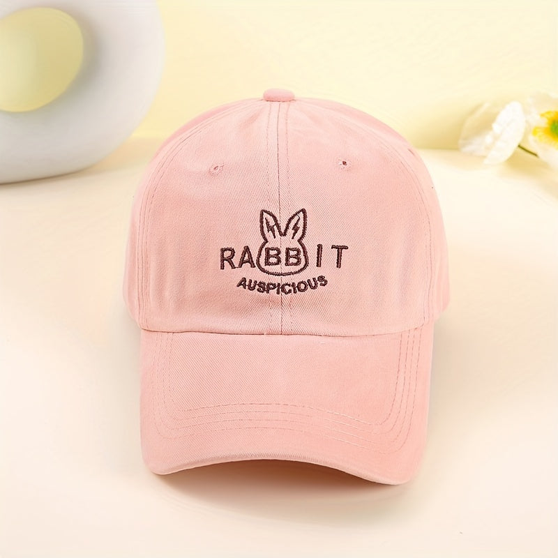 Rabbit Embroidery Baseball Cap Cartoon Solid Casual Sun Hat Adjustable Dad Hats