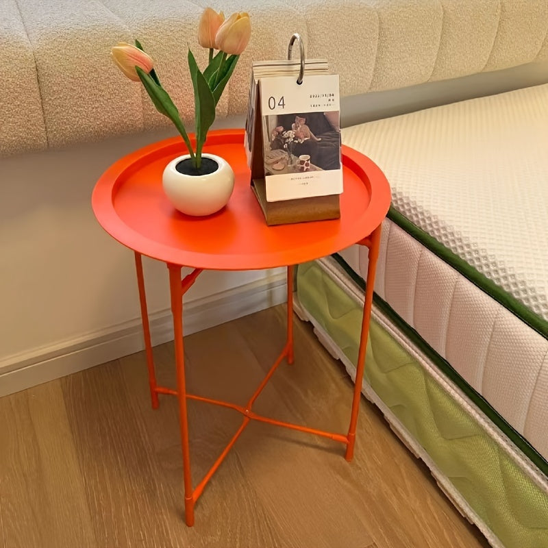 Foldable Round Tray Table for Flower Pots Books Ornaments