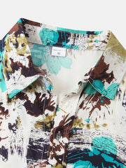 Men s Cotton Splatter Paint Short Sleeve Shirt Hawaiian Shirt
