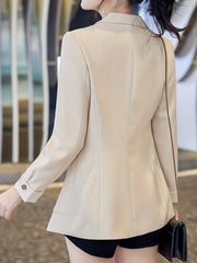 Solid Button Front Roll Up Blazer Casual Long Sleeve Blazer