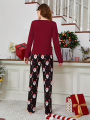 Christmas Print Pajama Set Long Sleeve Top & Pants