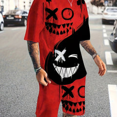 Men's Grimace Print Sports T-shirt & Active Shorts Set