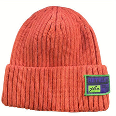 Candy Beanie Label Patch Unisex Knit Hat Coldproof Warm Ski Hat