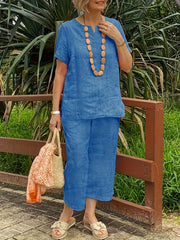 Women's Split Top & Wide Leg Pants Two Piece Set
