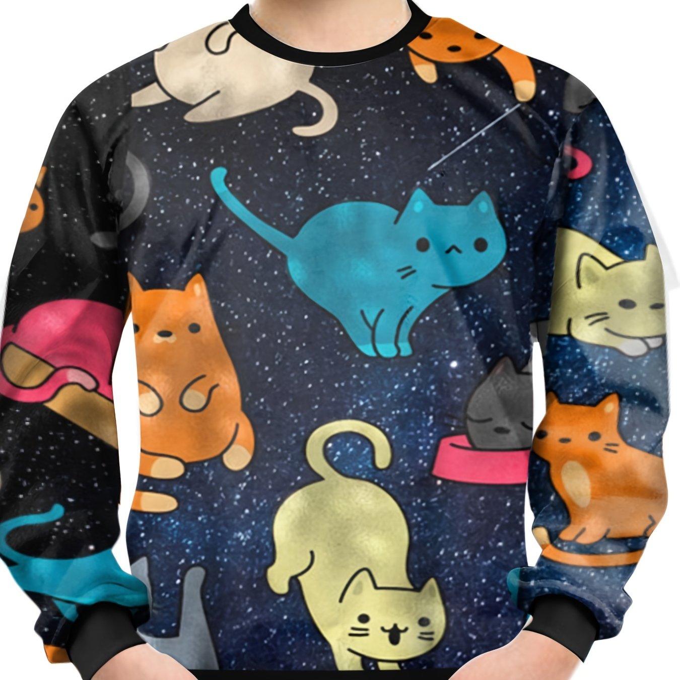 Kids Cat 3D Print Sweatshirt Boys Girls Hip Hop Street Sports Casual Tops