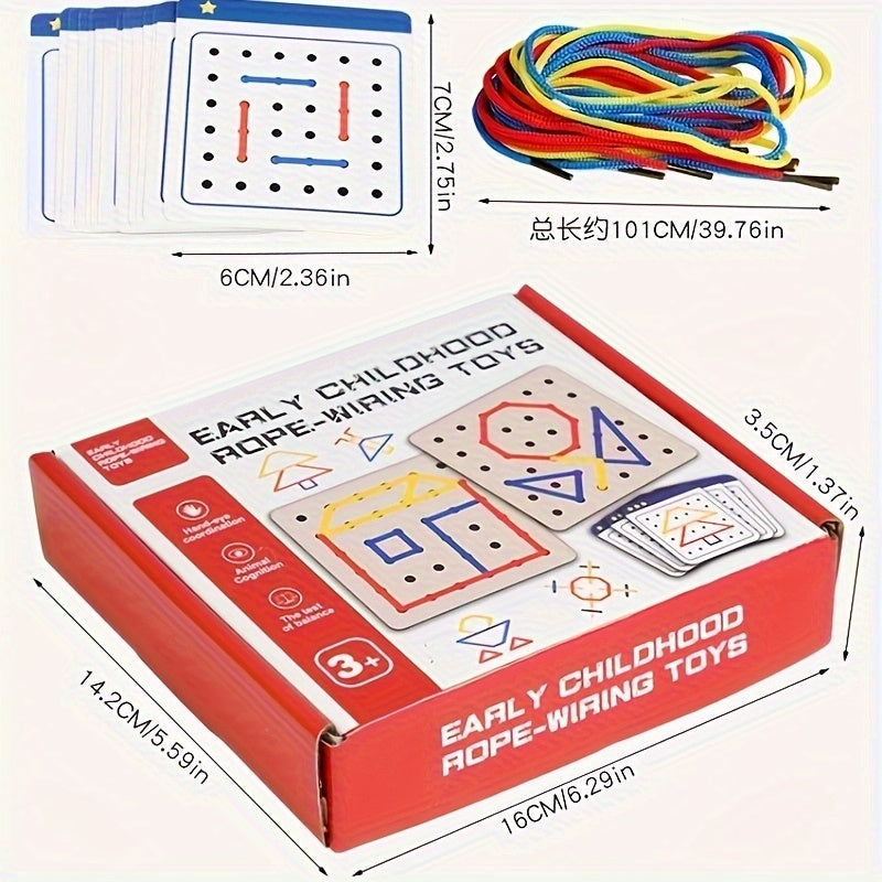 Wooden Lacing Toy Shoe Tying Game