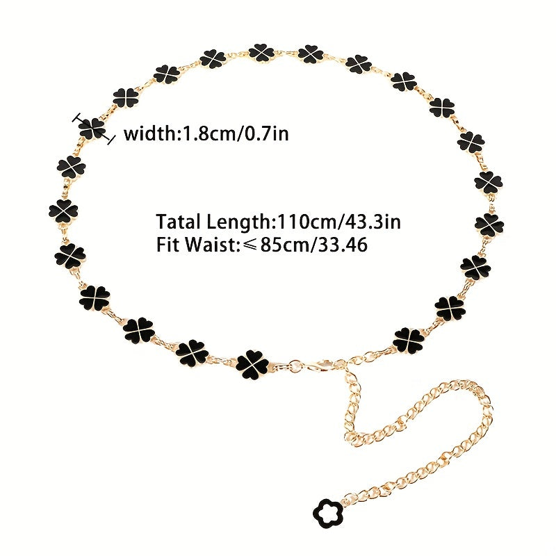 Lucky Clover Golden Waist Chain & Reversible Belly Chain
