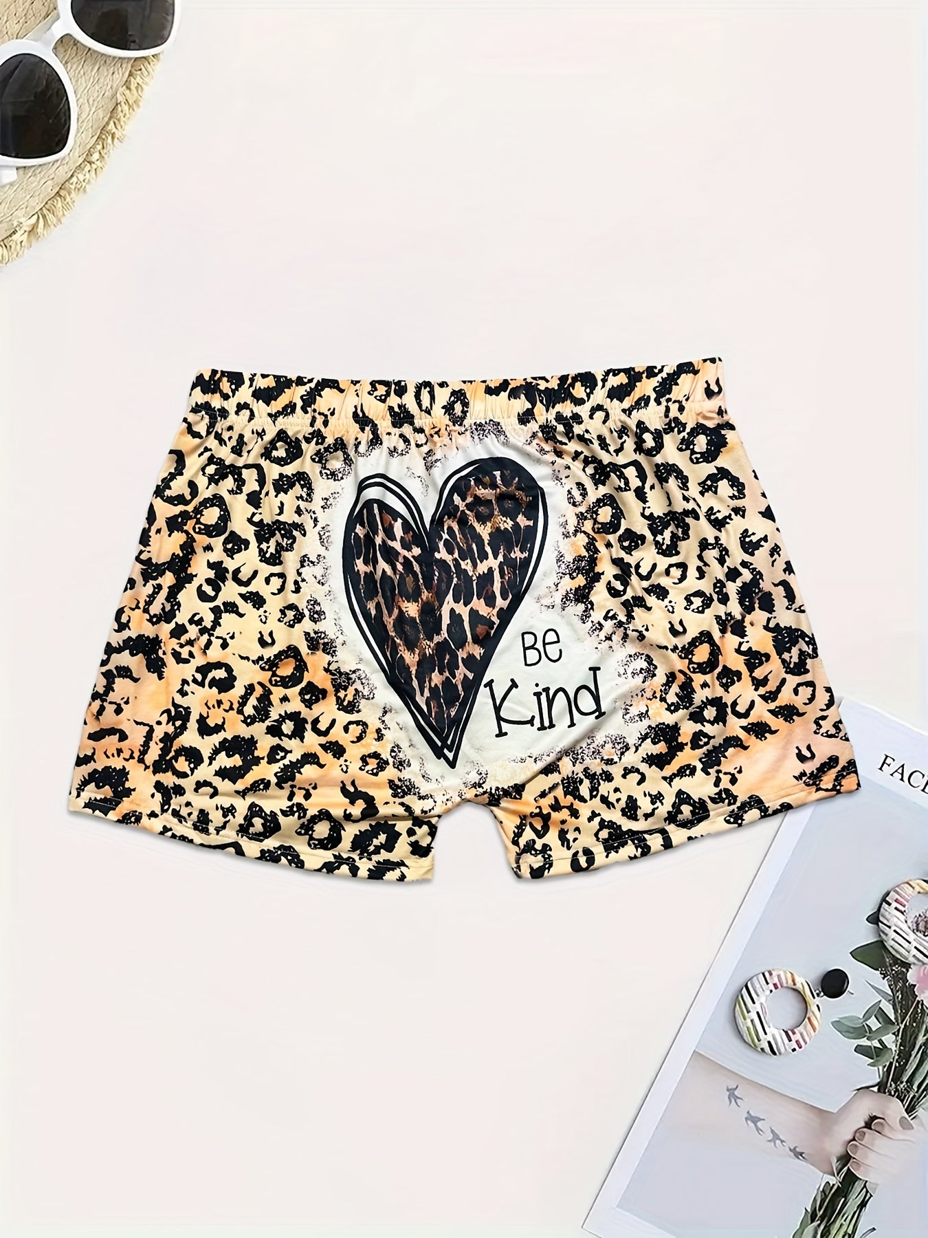 Sexy Shorts Women's Plus Slogan & Leopard Print