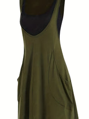 Casual Two-piece Set Scoop Neck Dress & Tank Top