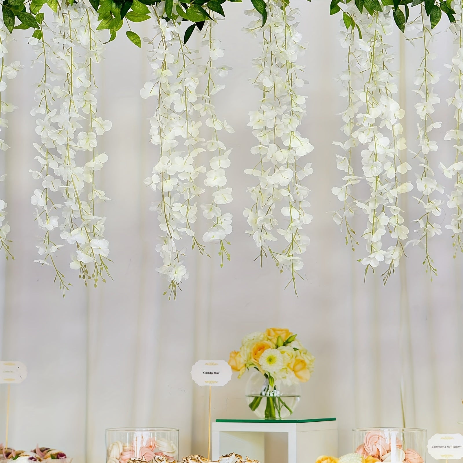 16 Branches Wisteria Hanging Flowers 46 Cm Artificial Wisteria Vine Silk Flowers