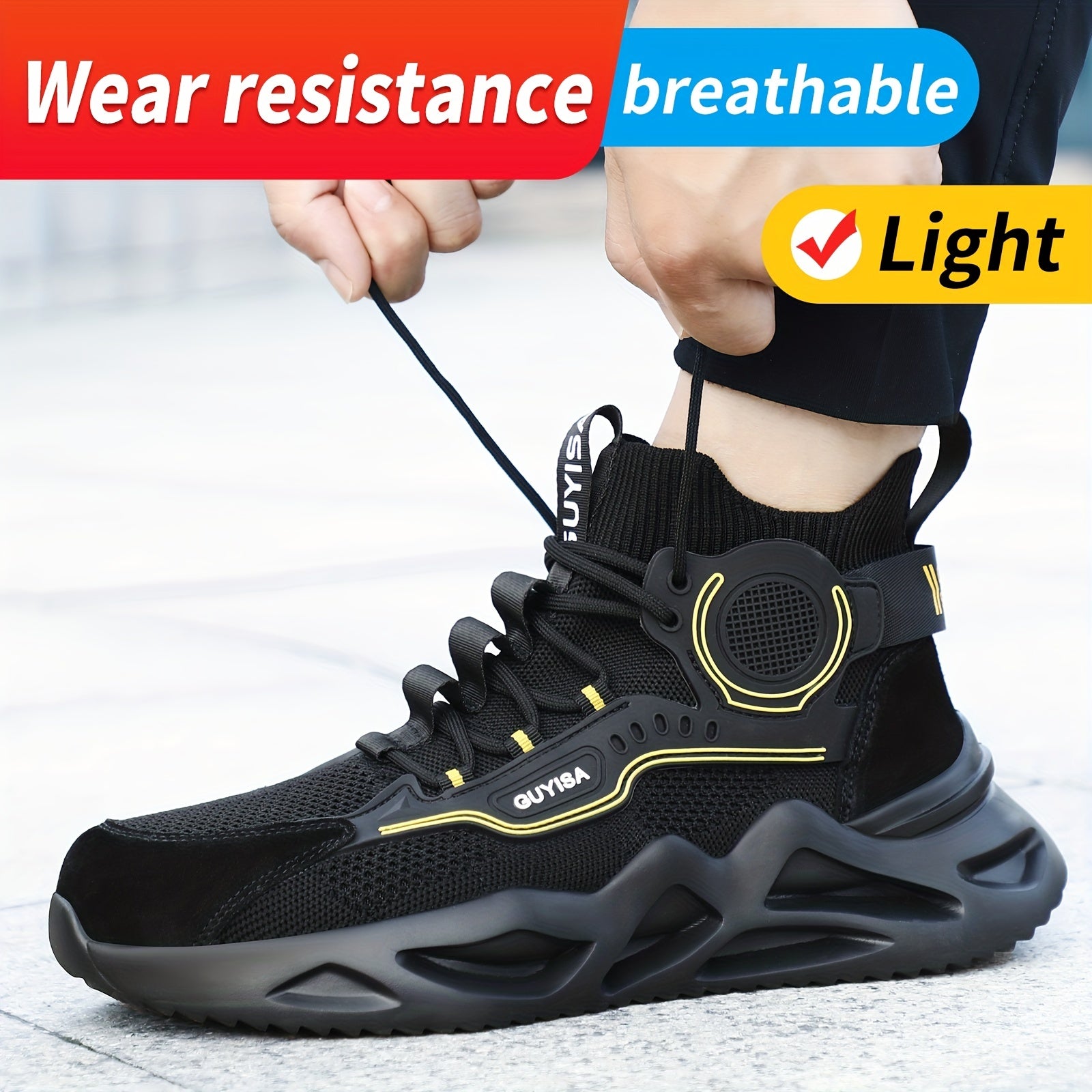 Men's Steel Toe High Top Work Safety Shoes Anti smashing Industrial Shoes