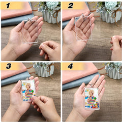 5pcs DIY Rectangle Keychain Picture Frame with 5 Tassels