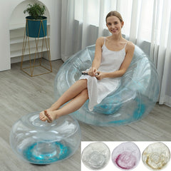 Colorful Sequin Inflatable Sofa Lazy Chair with Footrest