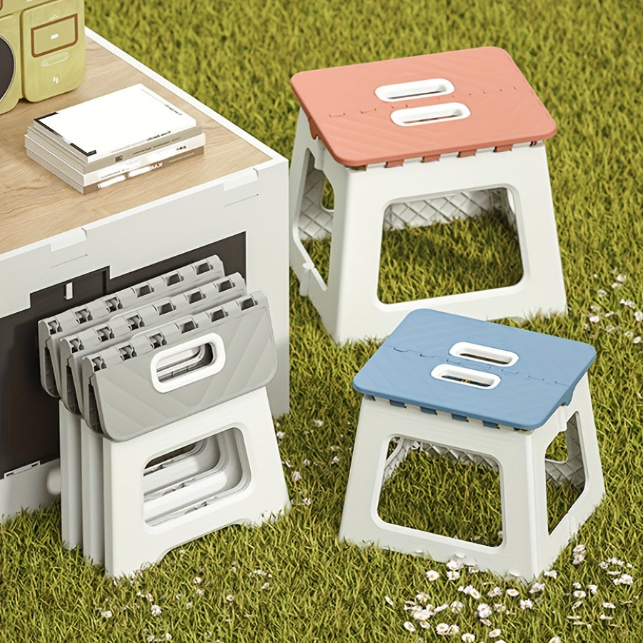 1pc Folding Stools Plastic Portable Outdoor Small Stools Household Benches