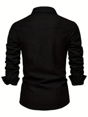 Men's Camo Military Shirt Long Sleeve Button Down for Outdoor