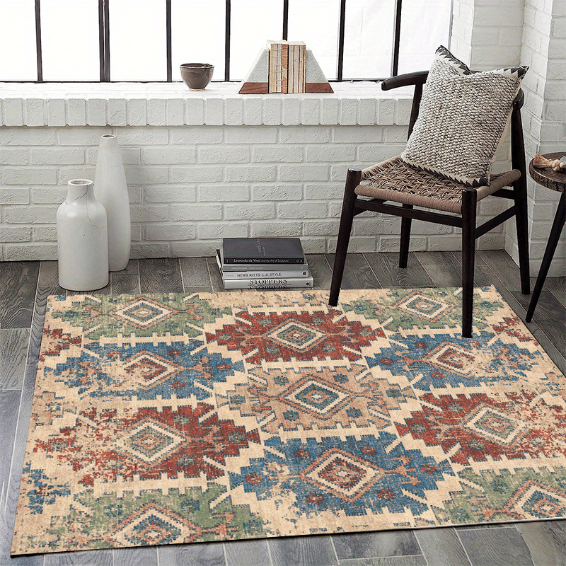 Fluffy Faux Wool Area Rug Vintage Bohemian Carpet Living Room Bedroom
