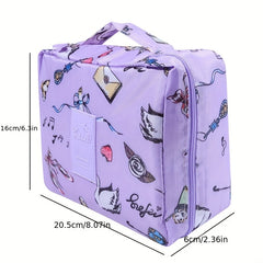 Note & Crown Pattern Square Makeup Bag Toiletry Organizer