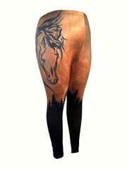 Women's Plus Horse & Forest Print High Rise Leggings