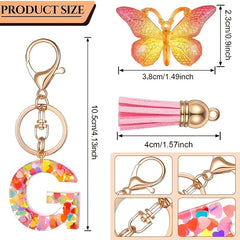 Glitter Resin Initial Letter Keychain English Alphabet Keyring