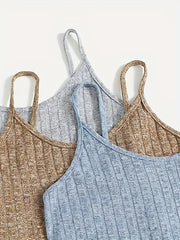 Ribbed Knit Cami Top & Tie Shorts Pajama Set