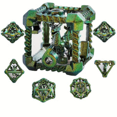 Metal Hollow Dragon Dice Set 7pcs Large Polyhedral Dice