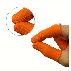 100pcs Latex Finger Cots Non-slip Protective Orange Disposable Thickened