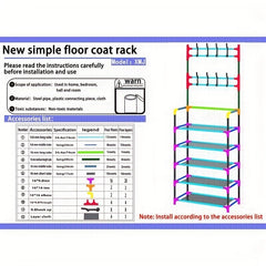 Standing Shoe Rack Shoes Coat Garment Rack Storage Multifunctional