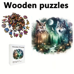 Wolf/Owl Ultra Challenging Wooden Puzzle - Unique Brain Teaser