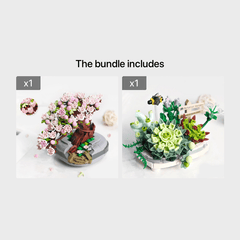 Succulent Sakura Potted Plant Building Blocks Set DIY Bonsai Bricks