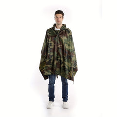 Waterproof Hooded Camouflage Rain Poncho for Camping, Hiking - Halloween Costume