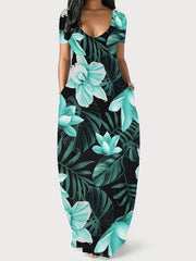 Women's Plus Floral Maxi Dress with Pockets