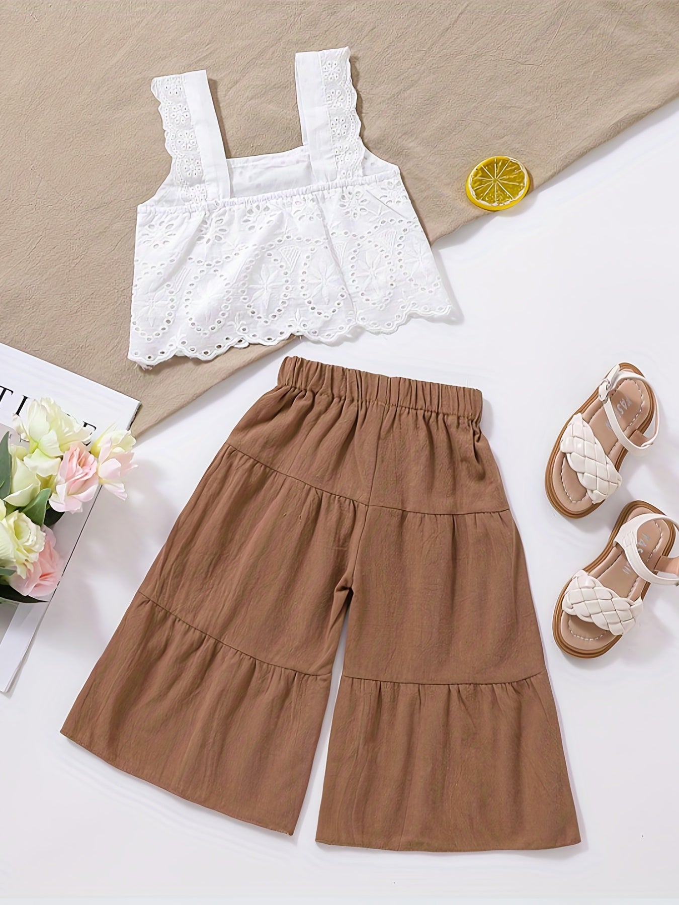 Baby Girls Cotton Cami Crop Top & Pants Set