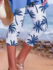 Floral Print Skinny Capris Leggings for Women