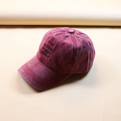 Wine Red Denim Baseball Cap Embroidered Distressed Sports Hat Unisex
