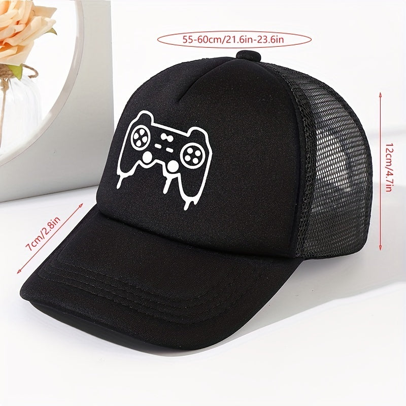Game Machine Print Baseball Cap Sunshade Mesh Peaked Cap
