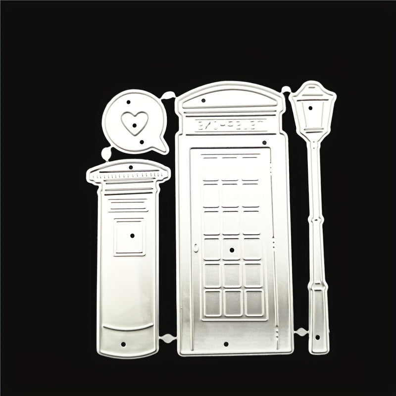 Metal Carbon Steel Cartoon Telephone Booth Greeting Card Embossing Die