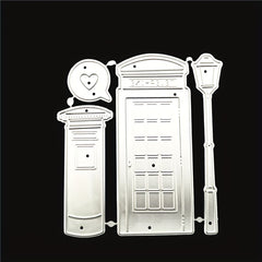 Metal Carbon Steel Cartoon Telephone Booth Greeting Card Embossing Die