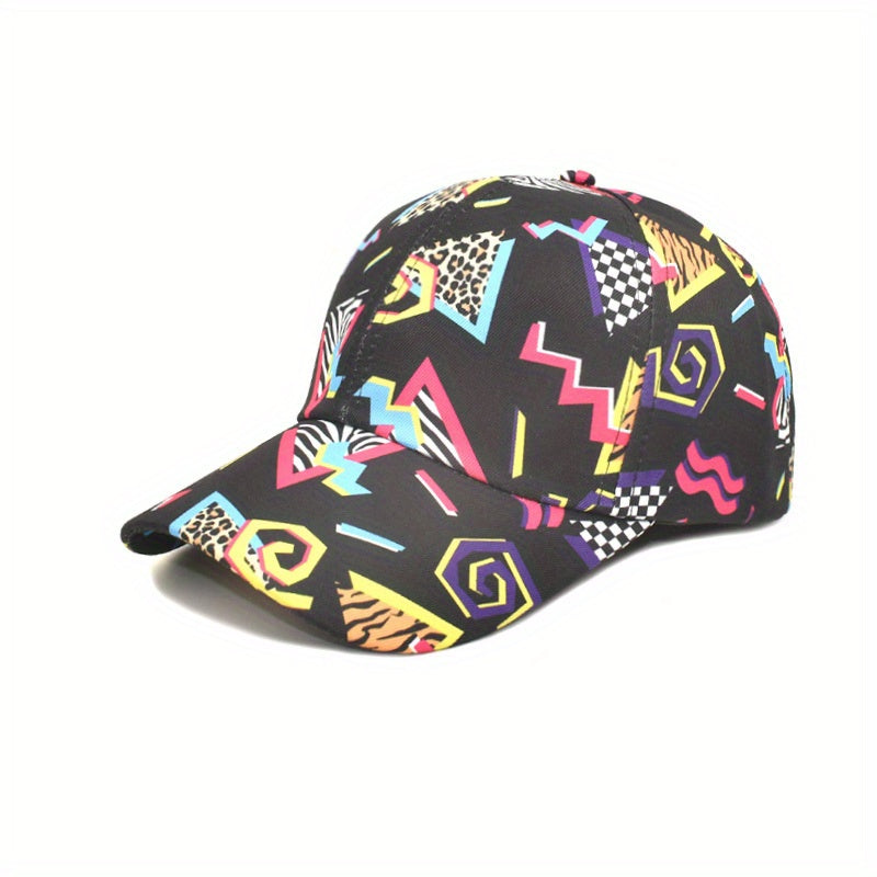 Geometric Leopard Print Baseball Cap Hip Hop Block Casual Dad Hats Graffiti Sun