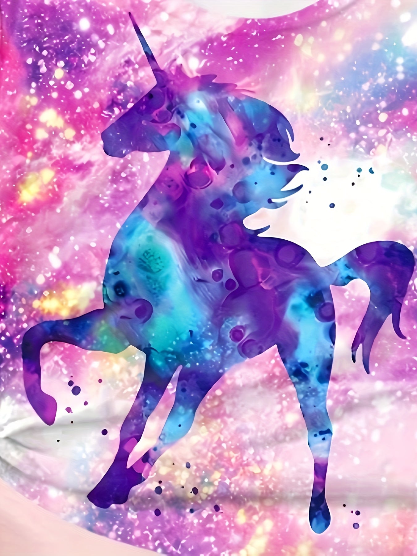 Girls Tie Dye Unicorn Print Short Sleeve T-shirt Summer Party Gift