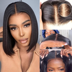 Brazilian Virgin Human Hair Bob Cut Straight Wig 4x4 Lace Closure Wig
