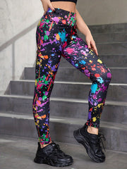 Block Ink Print High Waist Yoga Leggings