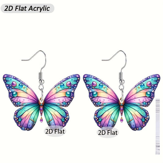 Butterfly Acrylic Earrings - Multicolor Lightweight Hypoallergenic