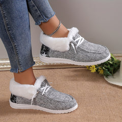 Women's Plush Lined Canvas Snow Boots