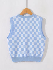 Checkerboard Sleeveless Knitted Vest for Summer Party