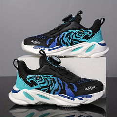 Boys Low Top Woven Sneakers Rotating Button Lightweight Anti Slip