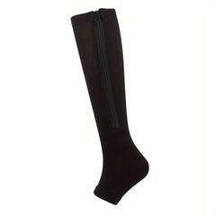 Copper Compression Socks 15-20 mmHg Knee High - Open Toe Zipper - Men & Women