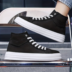 Men's Canvas High Top Lace Up Shoes Non Slip Casual Flats
