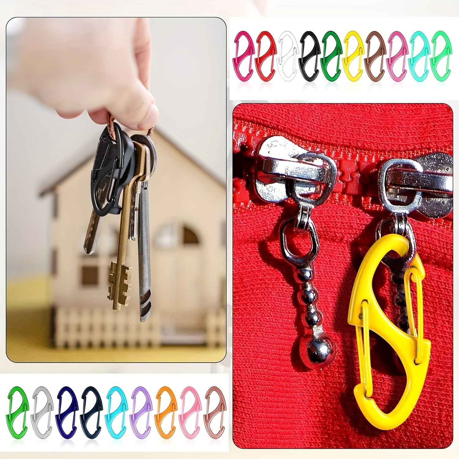 10pcs Mini Spring Keychain Buckles Camping Hiking Tools
