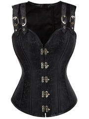 Jacquard Strapless Corset Bustier Retro Style Lace Up Body Shaper
